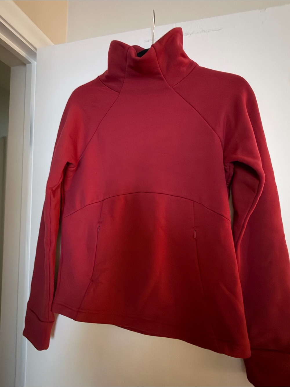 Athleta Red Funnel Neck Pullover Hoodie Sweatshirt